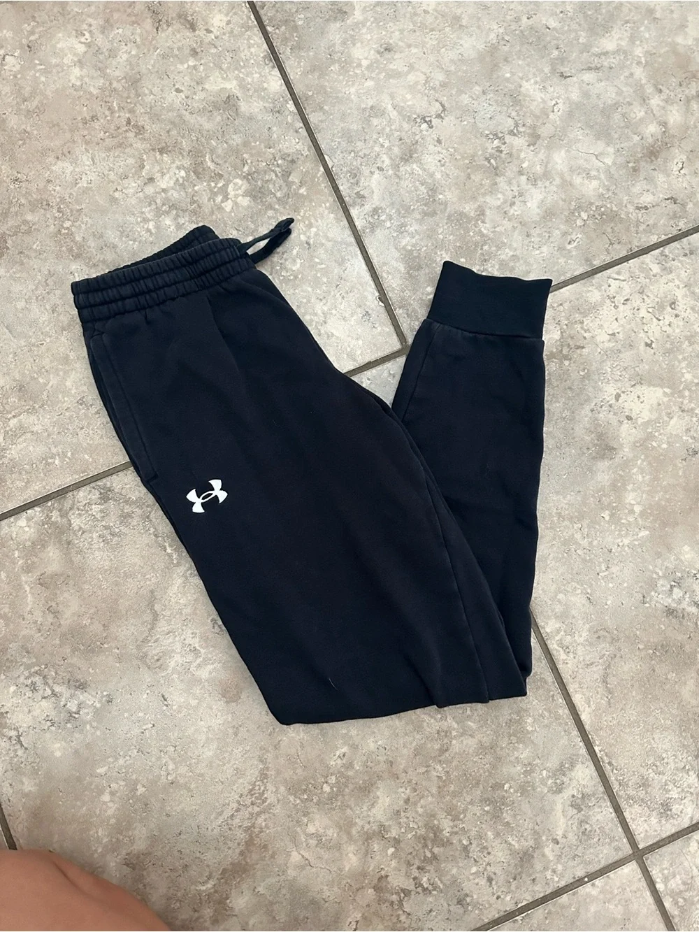 Under Armour Kids Black Jogger Pants with White Logo